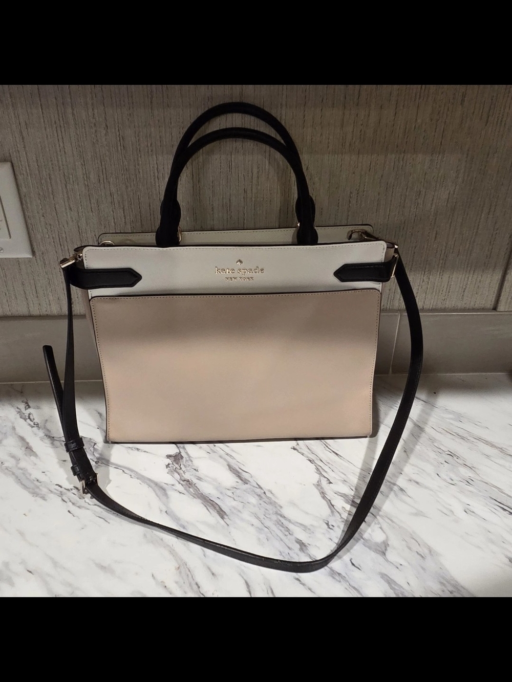 kate spade Two-Tone Beige & White Leather Satchel